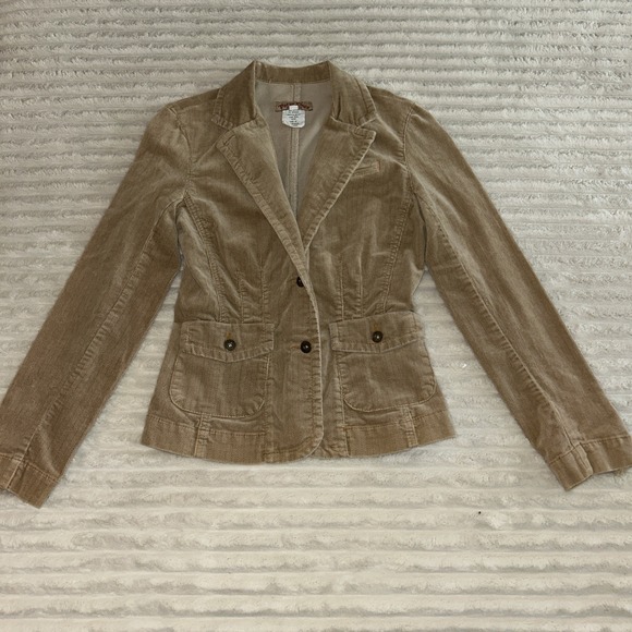 Paris Blues Jackets & Blazers - Y2K Paris Blues Women L Beige Cotton Herringbone Corduroy LS Blazer Jacket